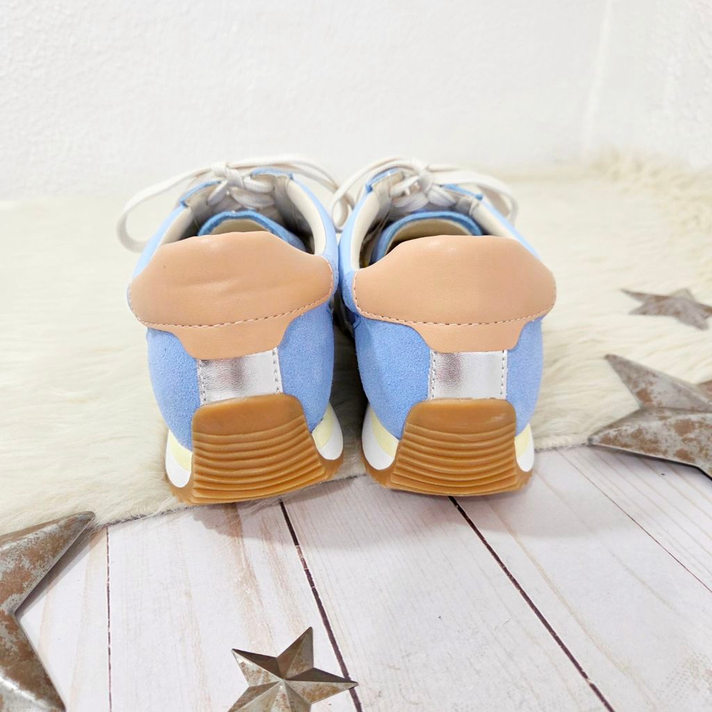 Dolce Vita Emely sneakers light pastel blue suede tan yellow women's Size 7 New - Picture 4 of 6